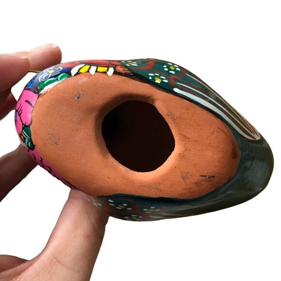 Tonala Mexican Terracotta Hand Painted Folk Art Pottery Duck Figure Figurine - Picture 4 of 5